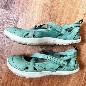 Kalso Earth Shoe Flats Size 8 M Leather Upper Light Teal Skid Free Negative Heel